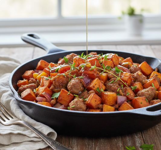 Sweet Potato Hash with Maple Glaze