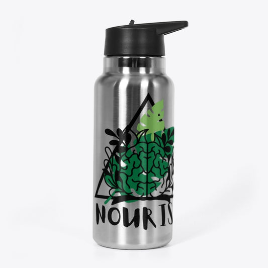 Nourish (Black Design) 32oz Stainless Water Bottle