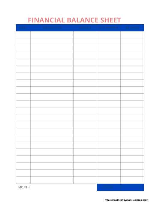Financial Balance Sheet Template