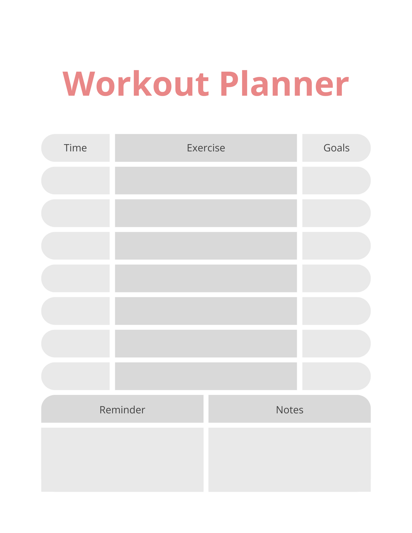 Workout Planner Sheet
